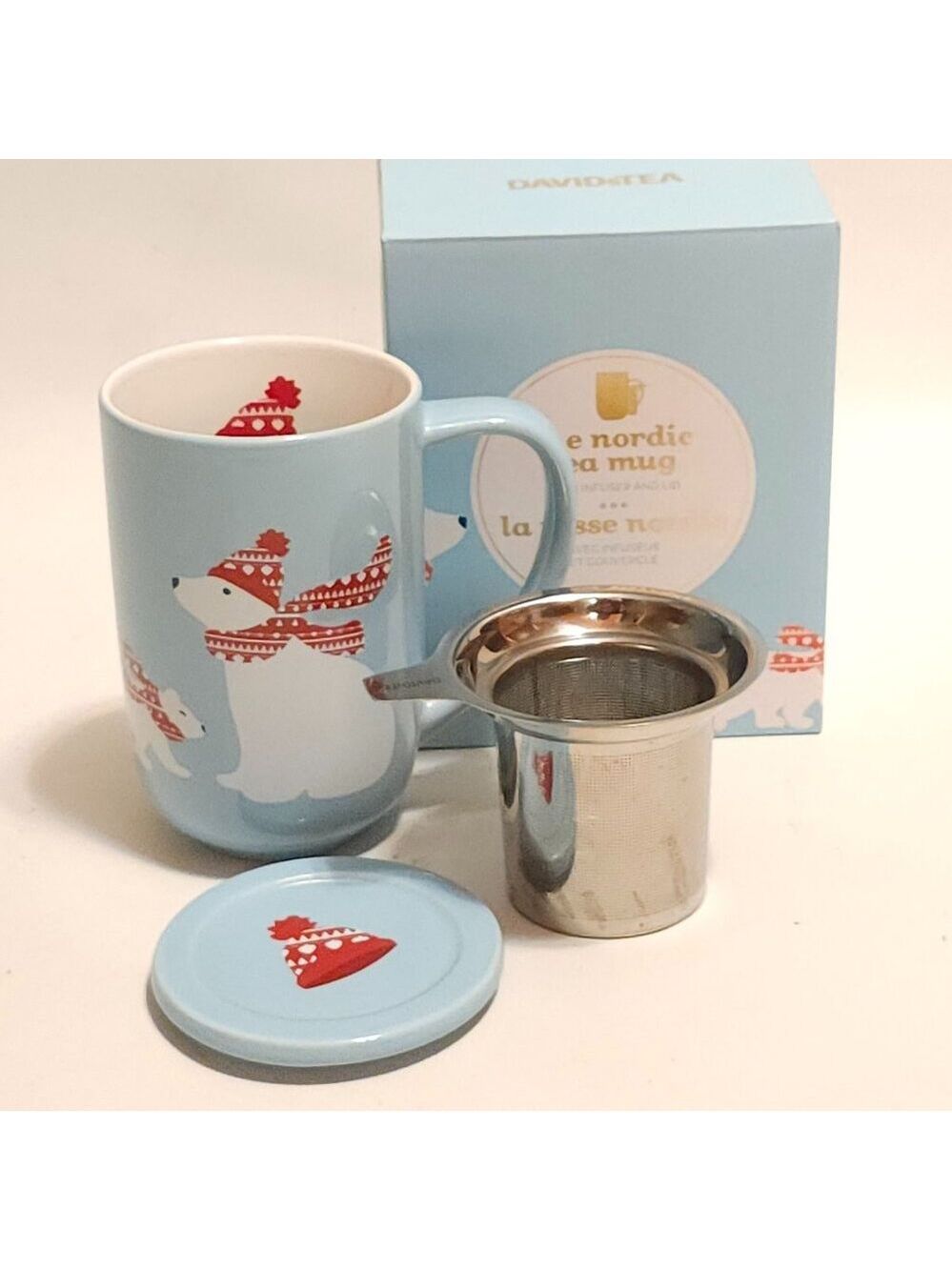 NIB Davids Tea Nordic Mug Icy Blue Polar Bear Davidstea